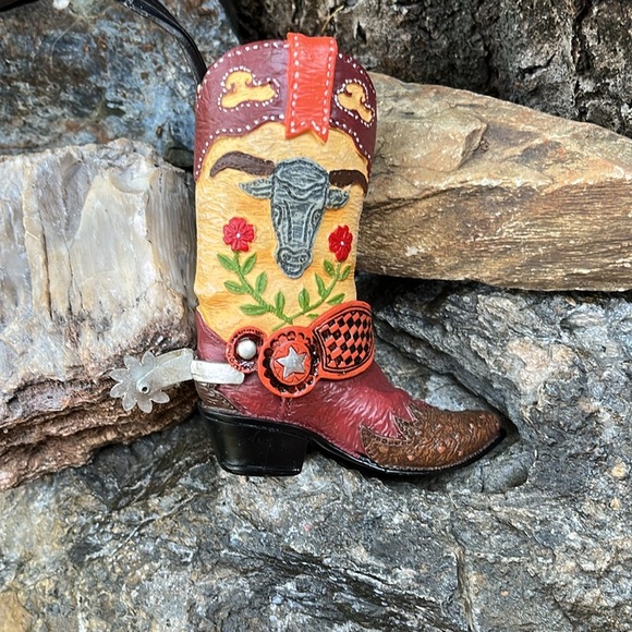 Gottschalks Western Cowboy Boot Figurine Ornament - The Spur Spins! Handpainted - Picture 6 of 8
